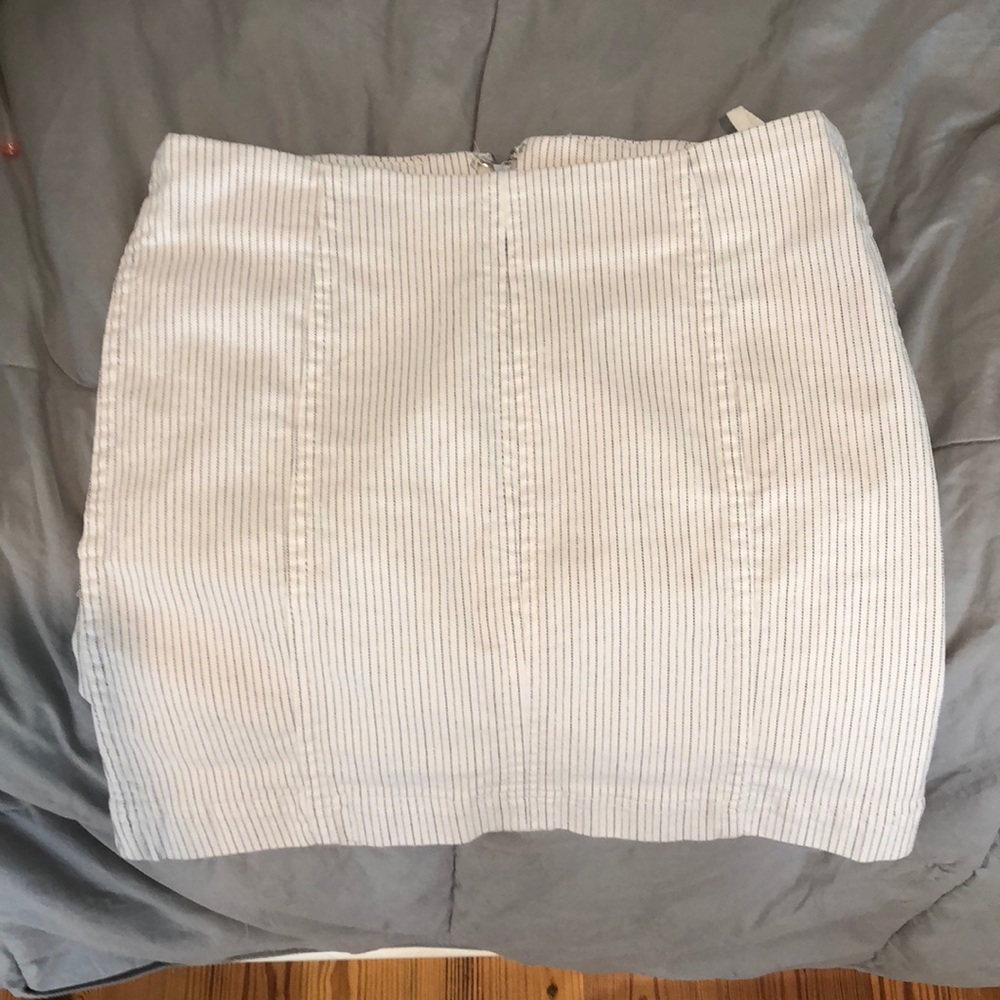 white and black striped skirt
